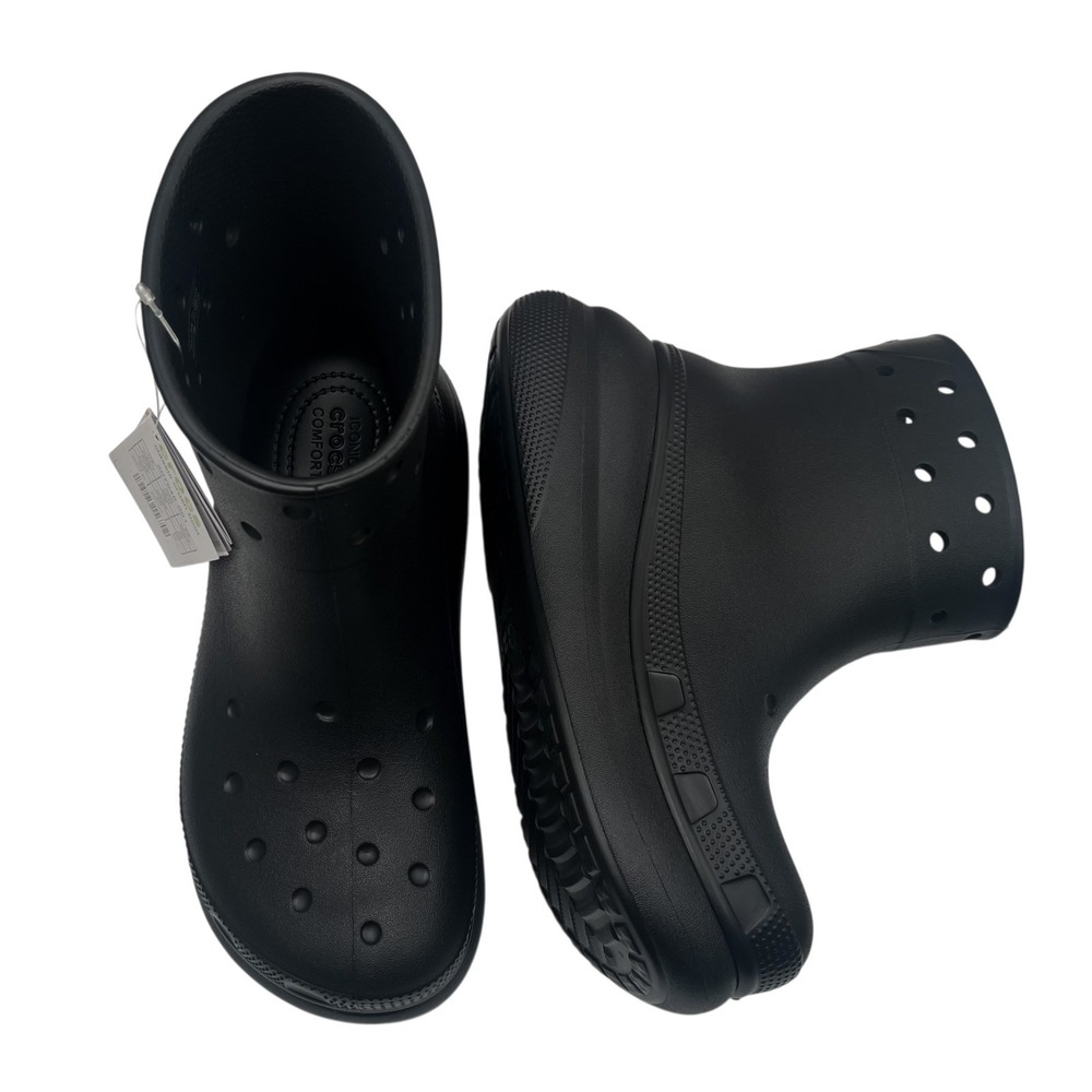 Crocs Womens Crush Platform Rain Boots Size 8 Solid Black Waterproof Relaxed Fit - Picture 8 of 11